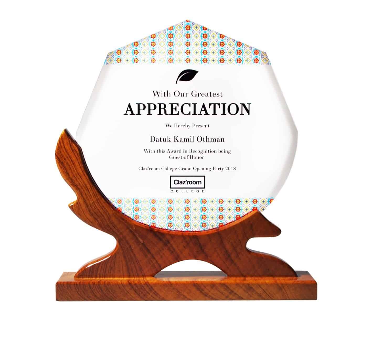 Crystal Plaques Wooden Crystal Plaque CR3098 Crystal Plaques Wooden Crystal Plaque CR3098